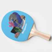 テレビおもしろいアニメを見ているサメ 卓球ラケット (横)