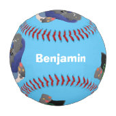 テレビおもしろいアニメを見ているサメ 野球ボール (裏面)