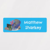 テレビおもしろいアニメを見るサメパーソナライズされた ラベル (デザイン1)