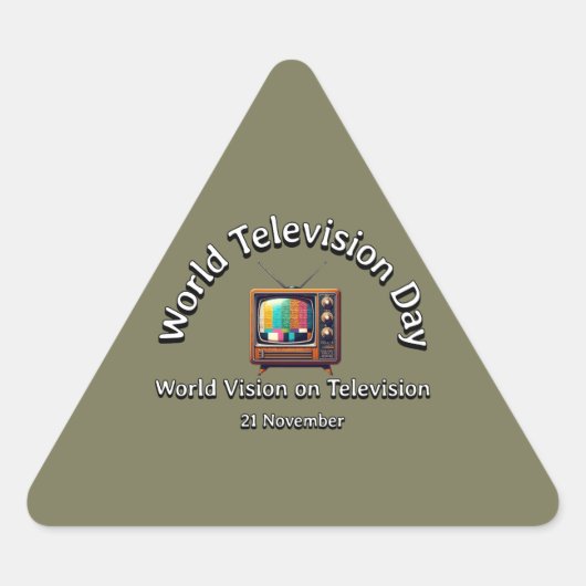 テレビの世界ビジョン。テレビの日。 三角形シール (正面)