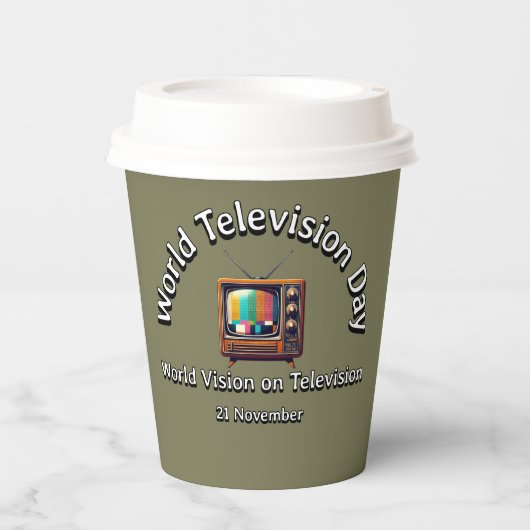 テレビの世界ビジョン。テレビの日。 紙コップ (正面)