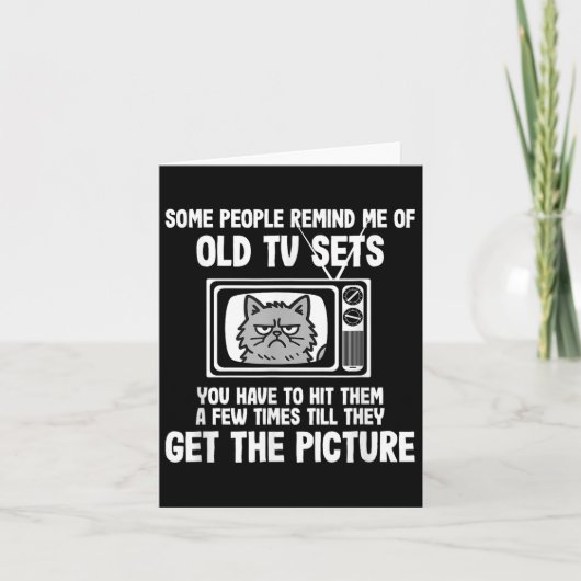テレビの古い猫を思い出す人もおもしろいいる カード (正面)