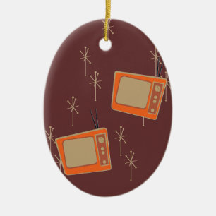 テレビはみんなを幸せにする!落下するテレビ セラミックオーナメント