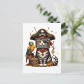 テレビをつけたかわいい海賊ネコ ポストカード (スタンド正面)