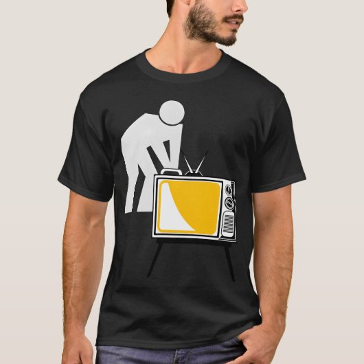テレビを持つ人のテレビTシャツ 男性 Tシャツ (正面)