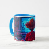 テレビを見ている少年のマグカップのためのアニメイラストレーション マグカップ (正面左)