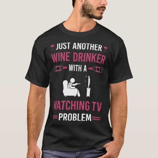 テレビを見てワインを飲む人 Tシャツ (正面)