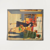 テレビを見るためにシブルスキーで集まる タペストリー (正面(横))