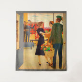 テレビを見るためにシブルスキーで集まる タペストリー (正面)