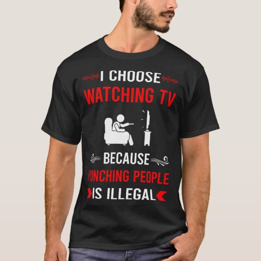 テレビを見るパンチング Tシャツ (正面)
