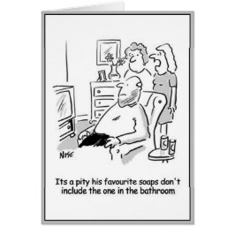 テレビを見る男の人が慌てる。