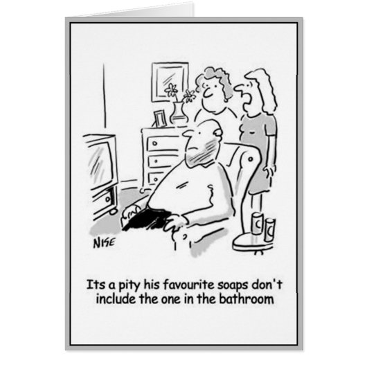 テレビを見る男の人が慌てる。 (正面)