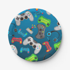 テレビゲームのコントローラー ゲーマーの誕生日パーティー ペーパープレート