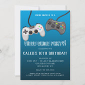 テレビゲームのコントローラー ゲーマーの誕生日パーティー 招待状 (正面)