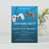 テレビゲームのコントローラー ゲーマーの誕生日パーティー 招待状 (スタンド正面)