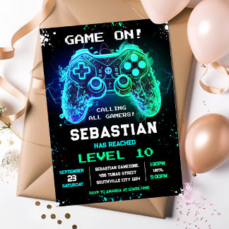 テレビゲームゲーマーパーティー 誕生日招待状 招待状