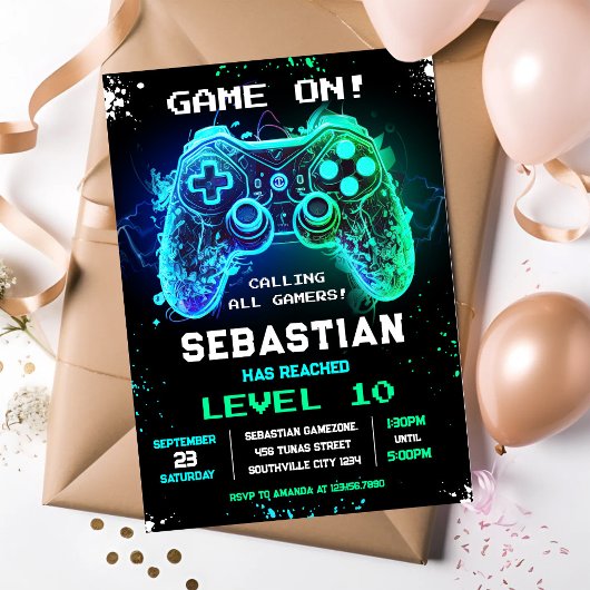 テレビゲームゲーマーパーティー 誕生日招待状 招待状