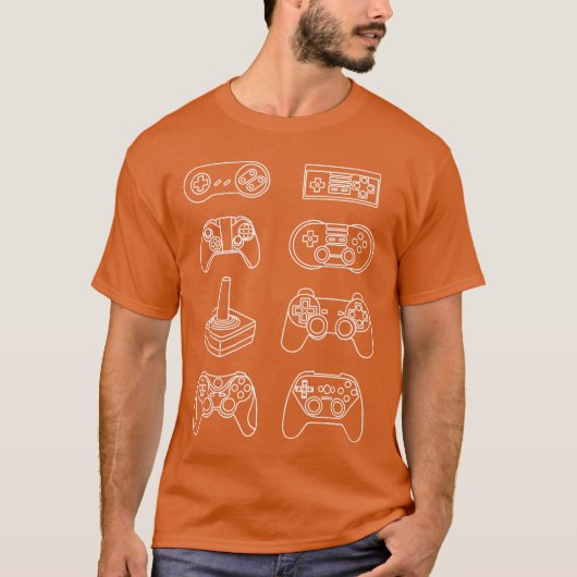 テレビゲームコントローラーの進化 ゲーマー ネルド ゲーマー Tシャツ (正面)