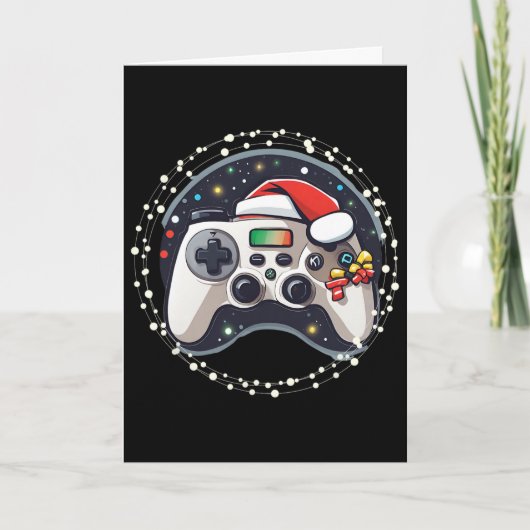 テレビゲームコントローラー サンタ帽子 クリスマス ゲーミングX カード (正面)