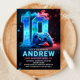 テレビゲーム機10歳の誕生日パーティー 招待状