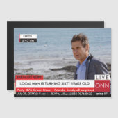 テレビニューメンズおもしろい誕生日 マグネット招待状 (正面/裏面)