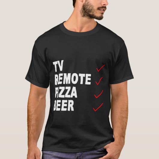 テレビリモートピザビール –  Tシャツ (正面)