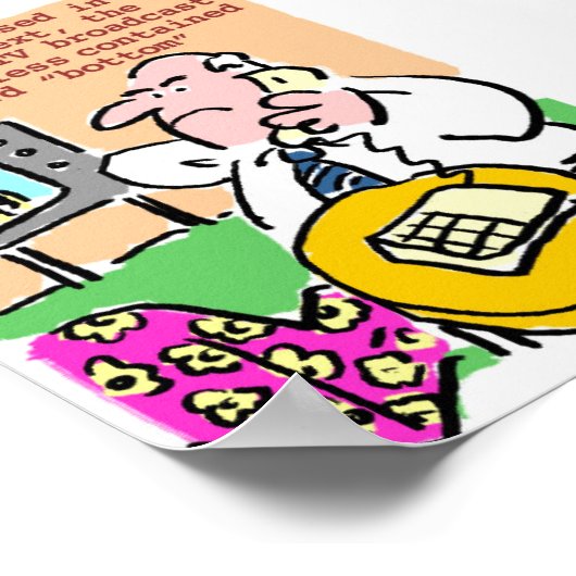 テレビ放送について電話で不平を言う男性 ポスター (角)