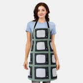 テレビ旧クラシックレトロテレビパターン エプロン (着用した状態)