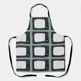 テレビ旧クラシックレトロテレビパターン エプロン