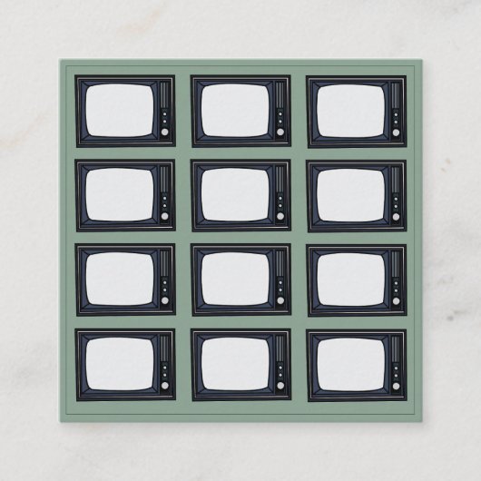テレビ旧クラシックレトロテレビパターン スクエア名刺 (正面)