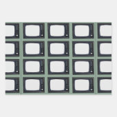 テレビ旧クラシックレトロテレビパターン ラッピングペーパーシート (正面2)