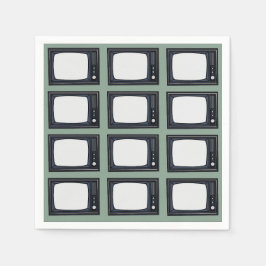 テレビ旧クラシックレトロTVパターンパーティー スタンダードカクテルナプキン
