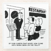 テレビ漫画に出演していないレストランのシェフ ガラスコースター (正面)