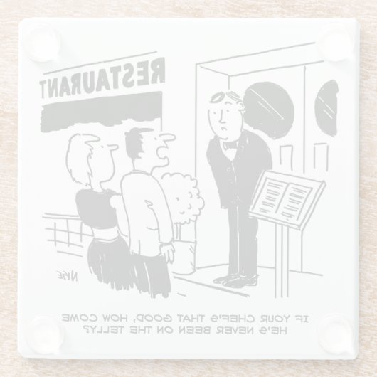 テレビ漫画に出演していないレストランのシェフ ガラスコースター (裏面)