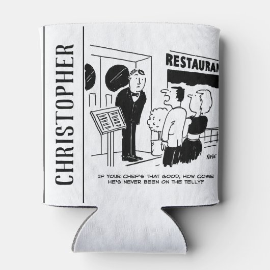 テレビ漫画に出演していないレストランのシェフ 缶クーラー (裏面)