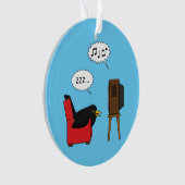 テレビ漫画の前で眠るブラックバード オーナメント (正面)