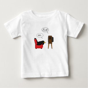 テレビ漫画前で眠る黒鳥 ベビーTシャツ