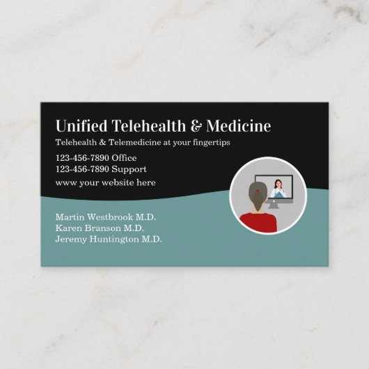 テレヘルスモダン・テレメディシン・ビジネス・カード 名刺 (正面)