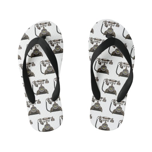 テレホンカートゥーイラストレーション キッズビーチサンダル (フットベッド)