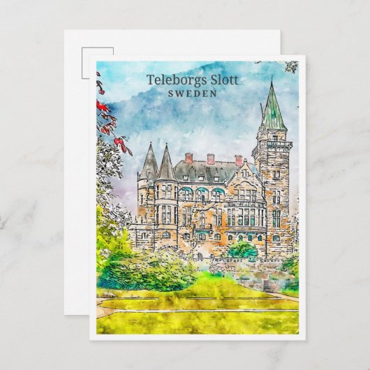 テレボルグスロッツスウェーデンヴィンテージ旅行水の色 ポストカード (正面/裏面)