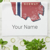 テレマークノルウェー州地図ヴィンテージ土産 キッチンタオル (折り畳み)