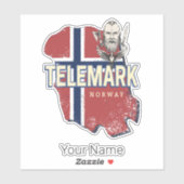 テレマークノルウェー州地図ヴィンテージ土産 シール (シート)