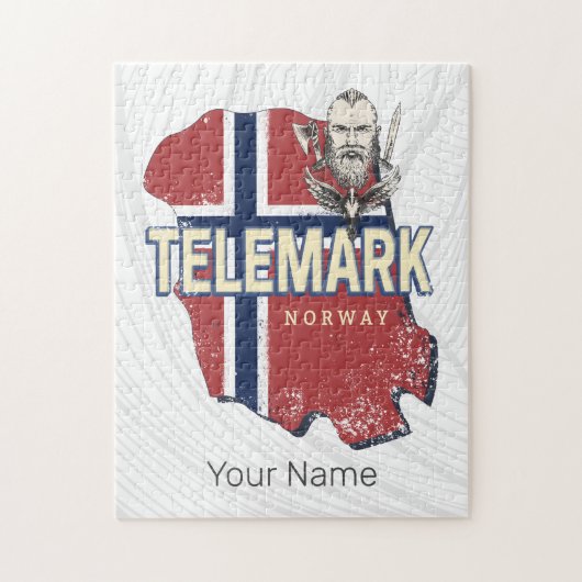 テレマークノルウェー州地図ヴィンテージ土産 ジグソーパズル (縦)