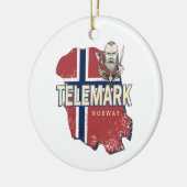 テレマークノルウェー州地図ヴィンテージ土産 セラミックオーナメント (左)