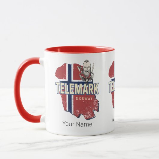 テレマークノルウェー州地図ヴィンテージ土産 マグカップ (左)