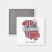 テレマークノルウェー州地図ヴィンテージ土産 マグネット (正面/裏面)