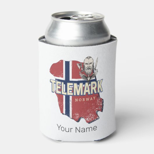 テレマークノルウェー州地図ヴィンテージ土産 缶クーラー (缶正面)