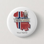 テレマークノルウェー州地図ヴィンテージ土産 缶バッジ (正面)