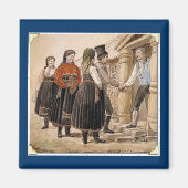 テレマーク地域からのノルウェーフォークコスチューム マグネット (正面)