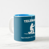 テレマーク:ノルウェー語で「待ってくれ」 ツートーンマグカップ (正面左)